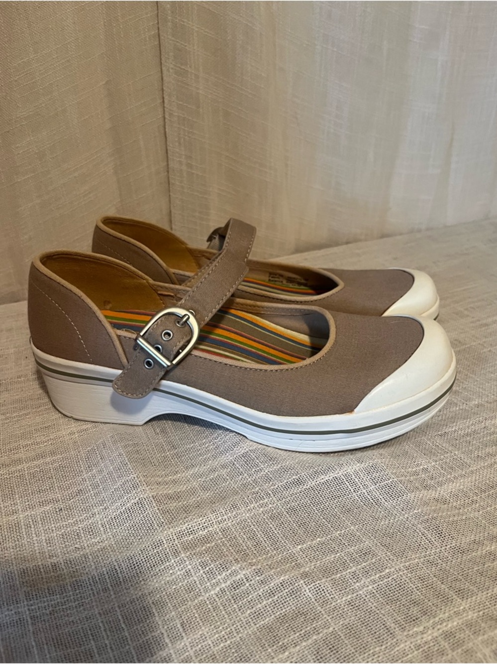 Dansko Vegan Mary Jane Clogs Taupe Comfort Shoes EU 38 US 7.5 Slip Resistant